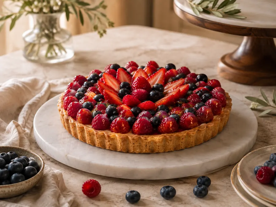 Glazed mixed berry tart